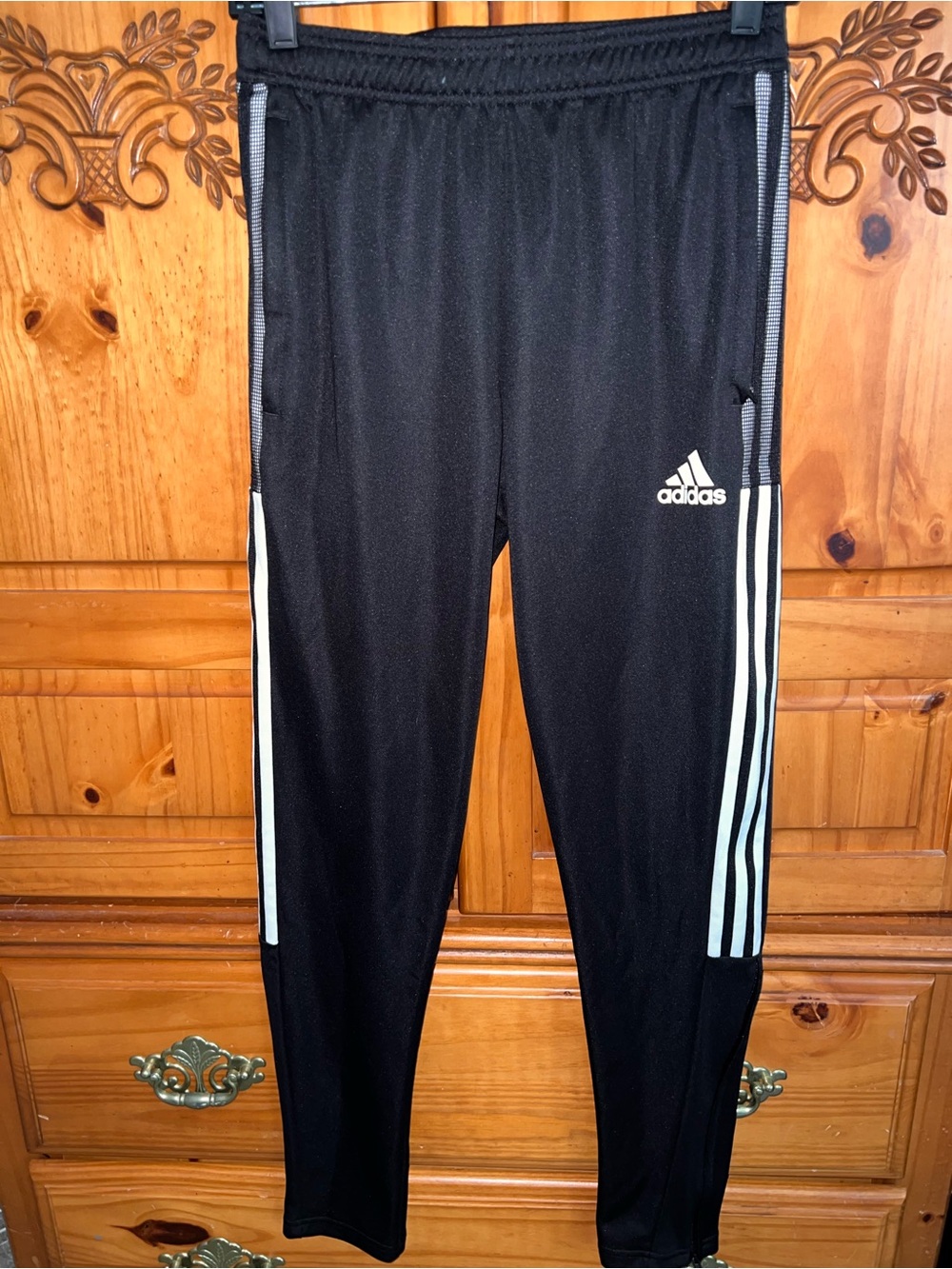 Adidas Men’s Black Track Pants with White Stripes